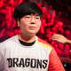 Geguri, one of the Dragons’ newest players, walking on stage last night.